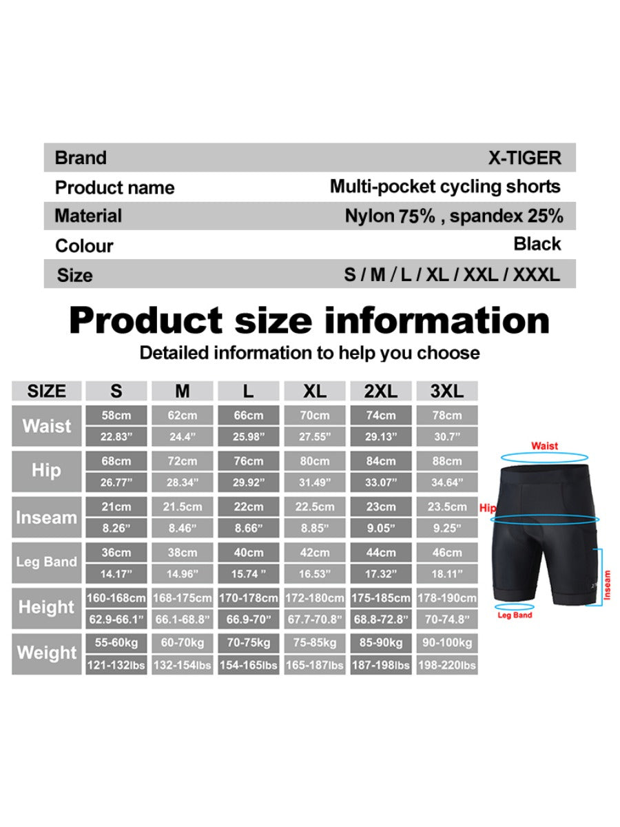 X-TIGER Men’s Racing Multi Pockets Cycling Shorts