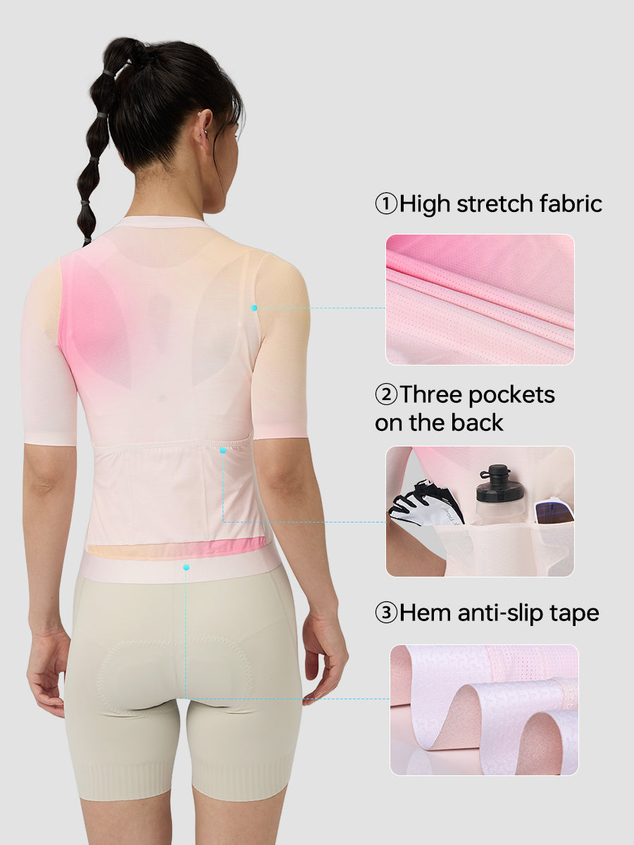 X-TIGER Women's Short Sleeve Cycling Jersey | YKK Zipper Mesh Bike Top
