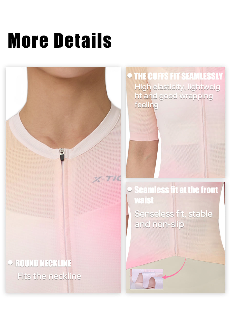 X-TIGER Women's Short Sleeve Cycling Jersey | YKK Zipper Mesh Bike Top