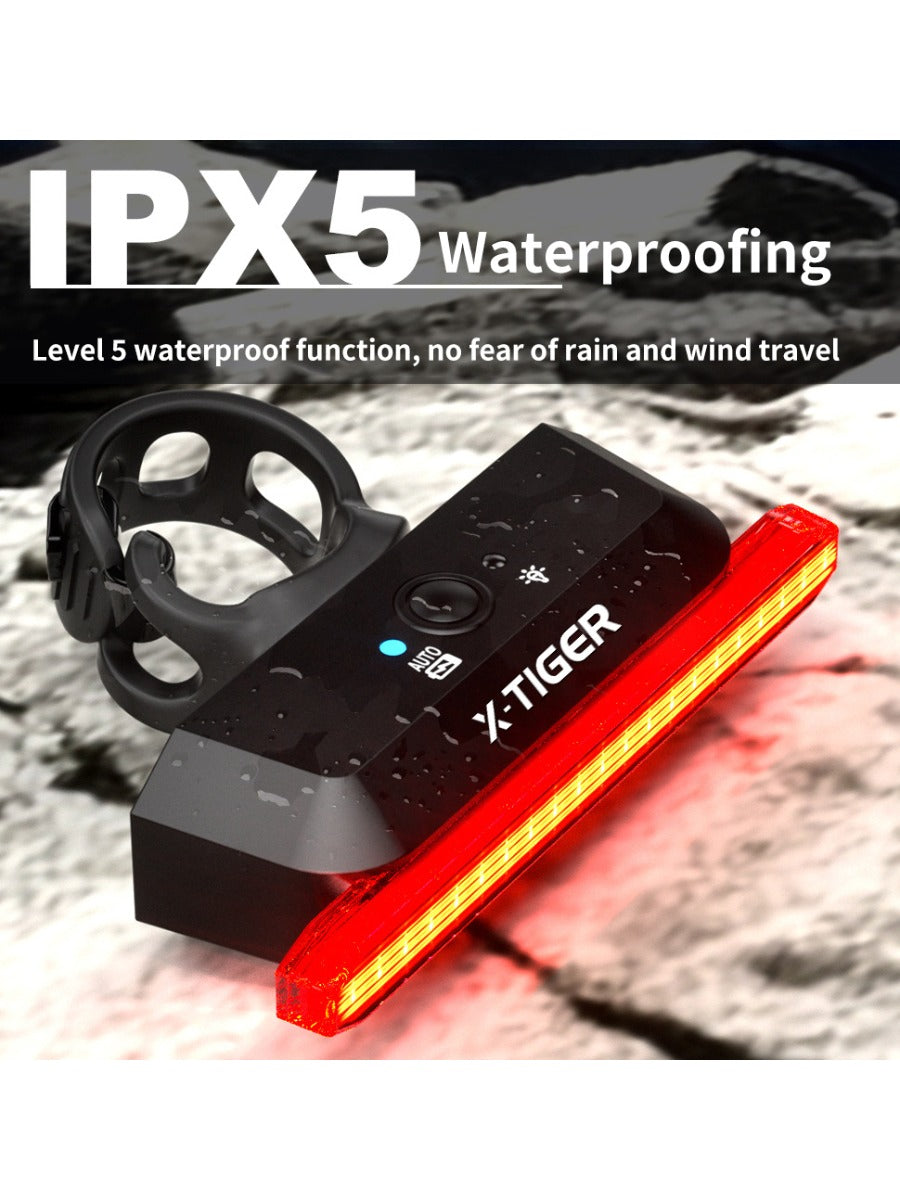 X-TIGER Bicycle Tail Light Smart Brake Sensor Light IPX5 Waterproof LED Rechargeable Cycling Tail Light Warning Light