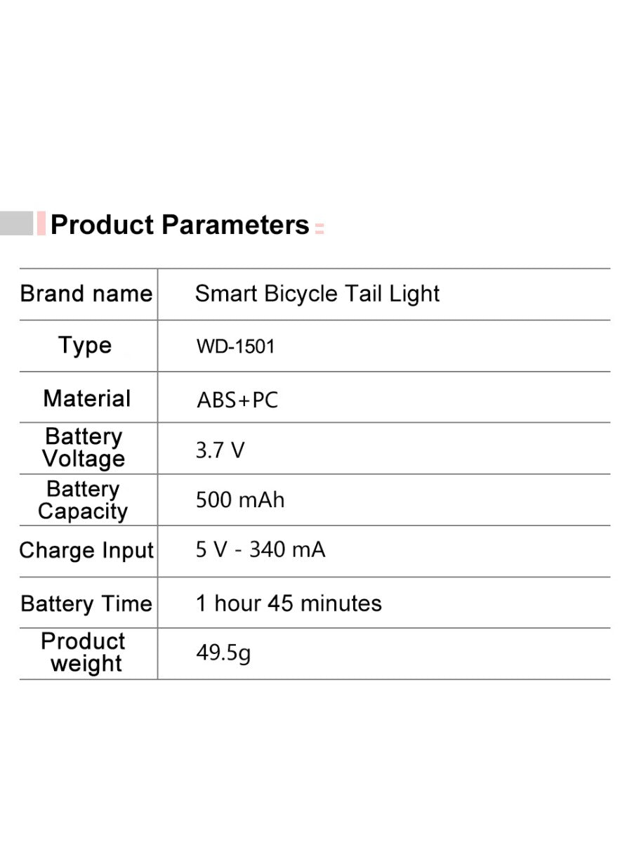 X-TIGER Bicycle Tail Light Smart Brake Sensor Light IPX5 Waterproof LED Rechargeable Cycling Tail Light Warning Light