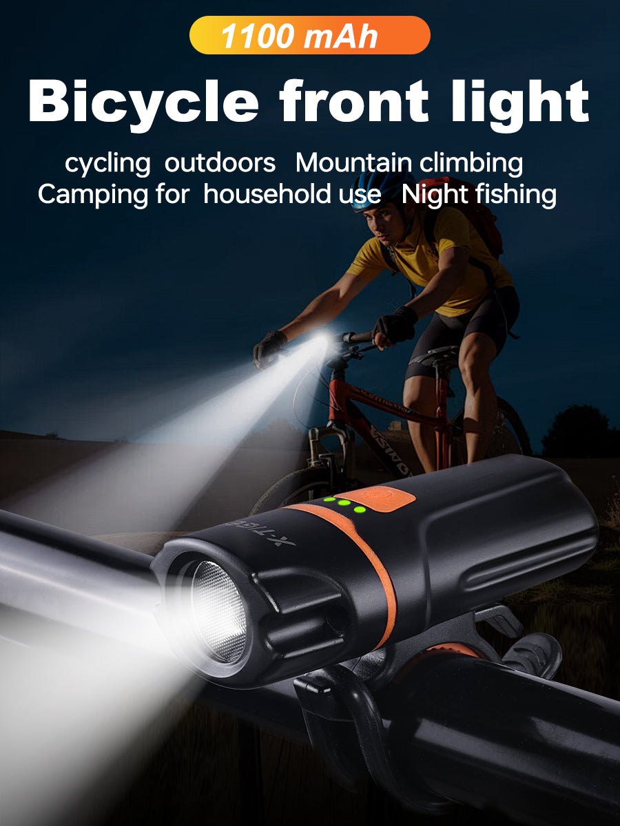 X-TIGER Bicycle front lamp High Brightness Lightweight Bike Light Type-C Rechargeable 6 Modes Night Cycling Front Flashlig