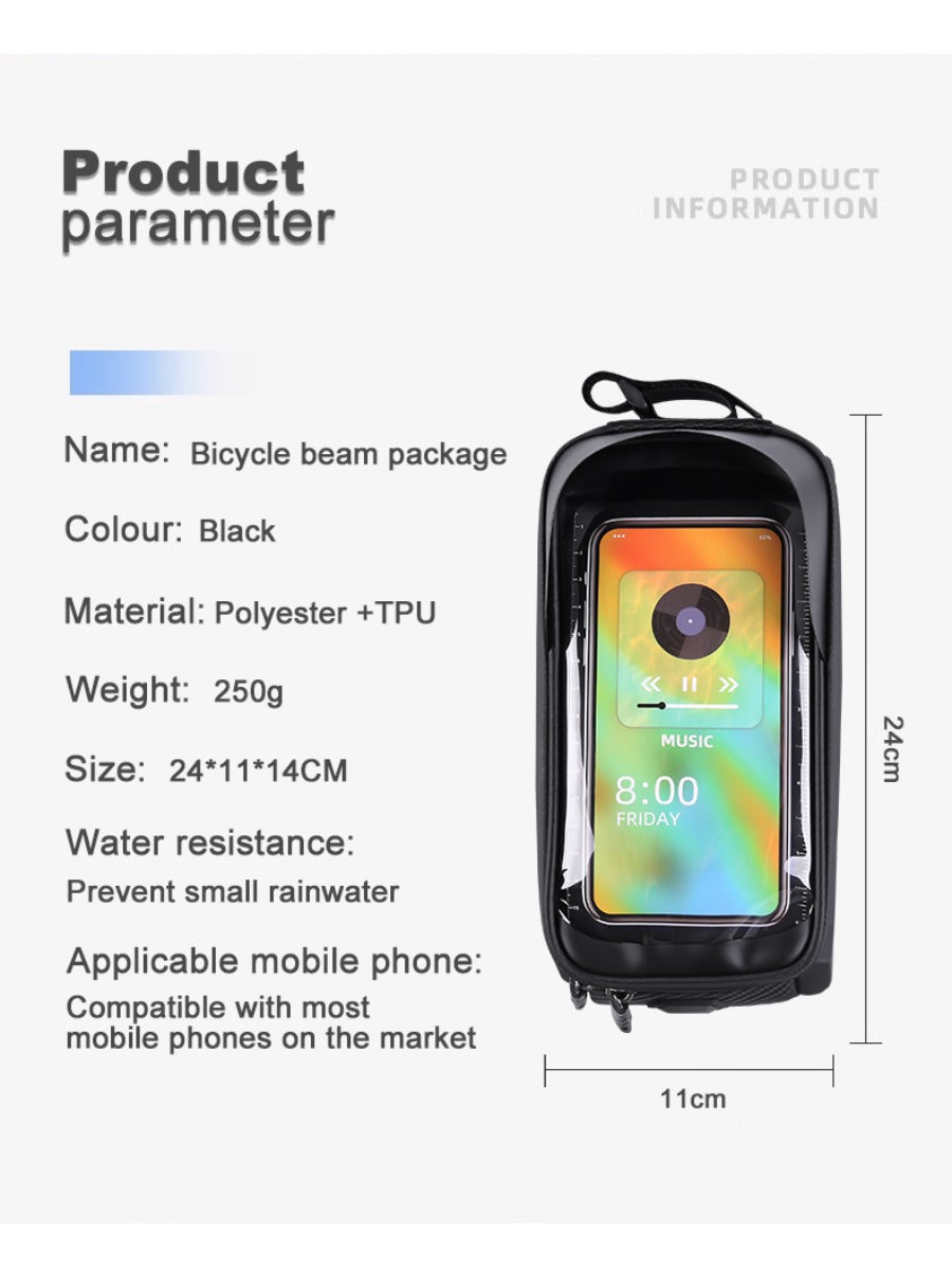 X-TIGER Bicycle Top Tube Bag Bike Phone Front Frame Bag TPU Screen Waterproof Bag for Cell Phone Under 6.7" iPhone 13,14,15 Pro