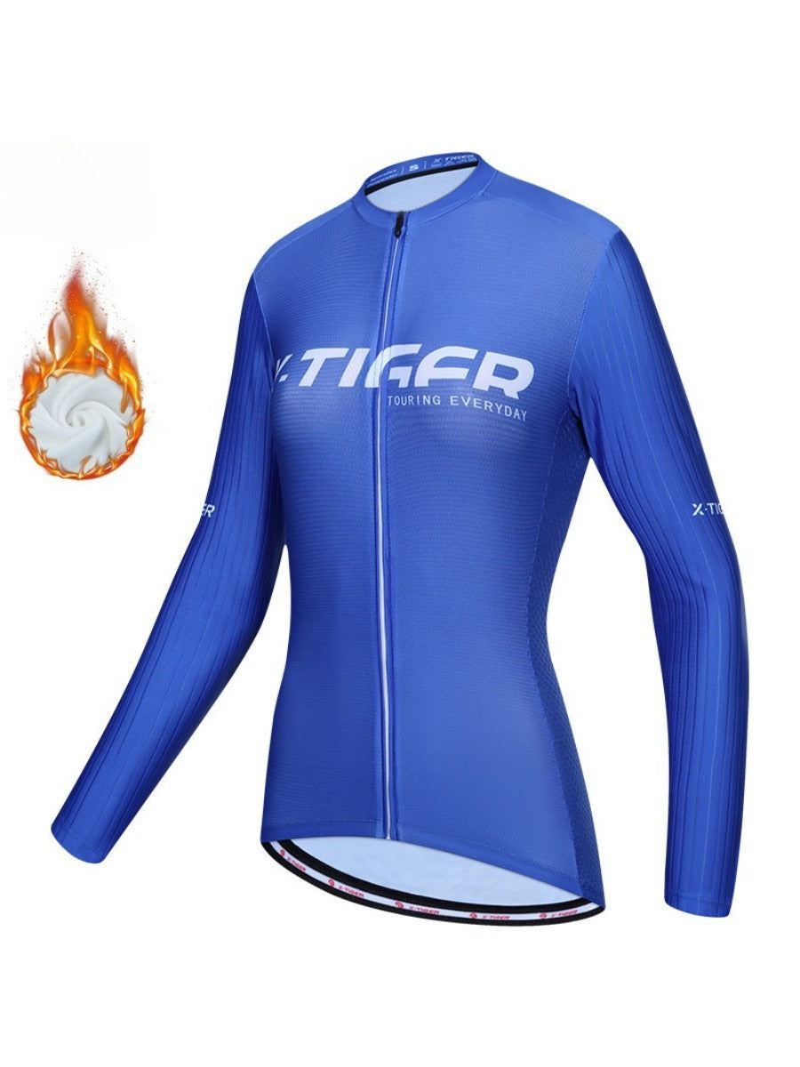 X-TIGER Women’s Pro classic Fleece Lycra Long Sleeve Cycling Jersey