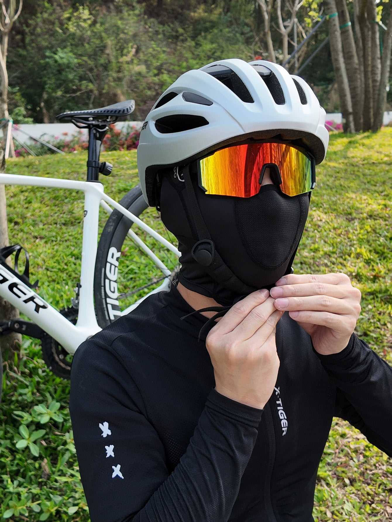 X-TIGER Ice Silk Cycling Balaclava - UV Protection Full Face Mask with Glasses Holes & Breathable Mesh