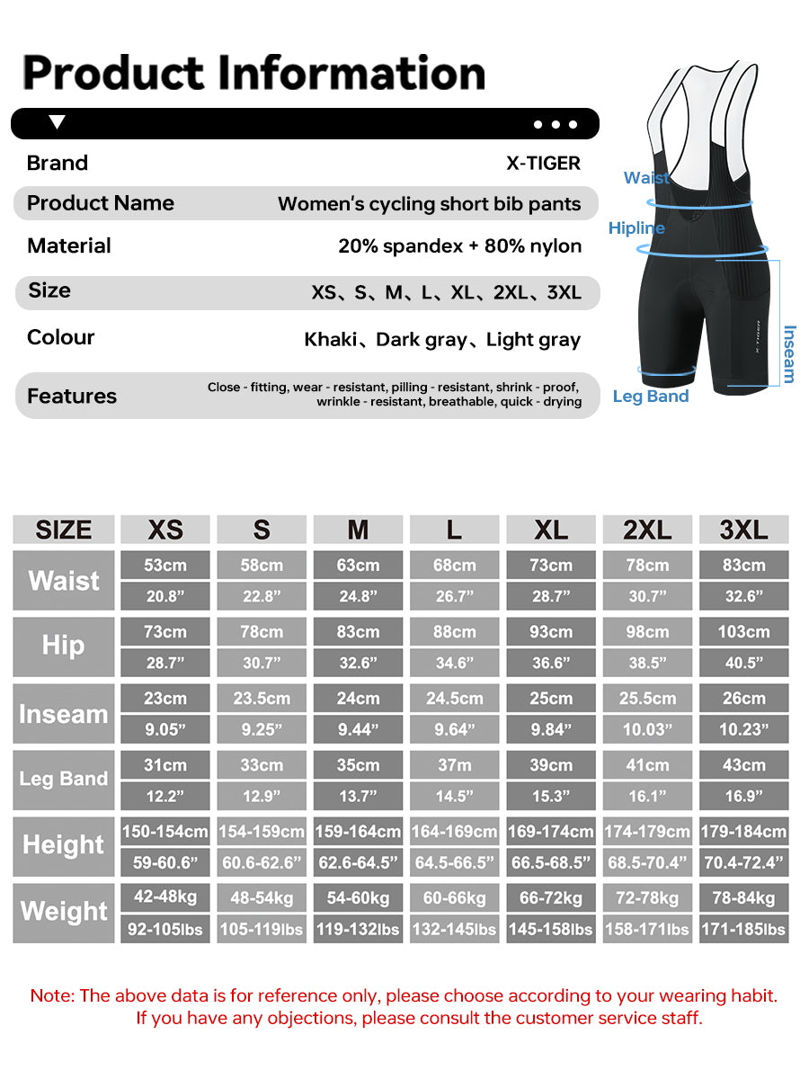 X-TIGER Women’s Racing Cycling Bib Shorts