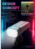 X-TIGER Bike Light Set Powerful USB Rechargeable Bright 10000mAh Bicycle Front Lights IPX5 Waterproof Front Lamp