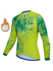 X-TIGER Men’s Pro Fleece Lycra Long Sleeve Cycling Jersey