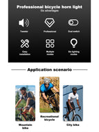 X-TIGER Waterproof Electronic Bike Horn High Decibel Warning Bell 6 Hours Battery