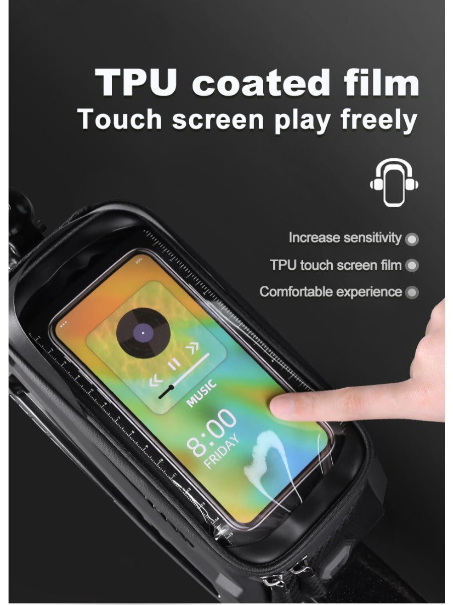 X-TIGER Bicycle Top Tube Bag Bike Phone Front Frame Bag TPU Screen Waterproof Bag for Cell Phone Under 6.7" iPhone 13,14,15 Pro