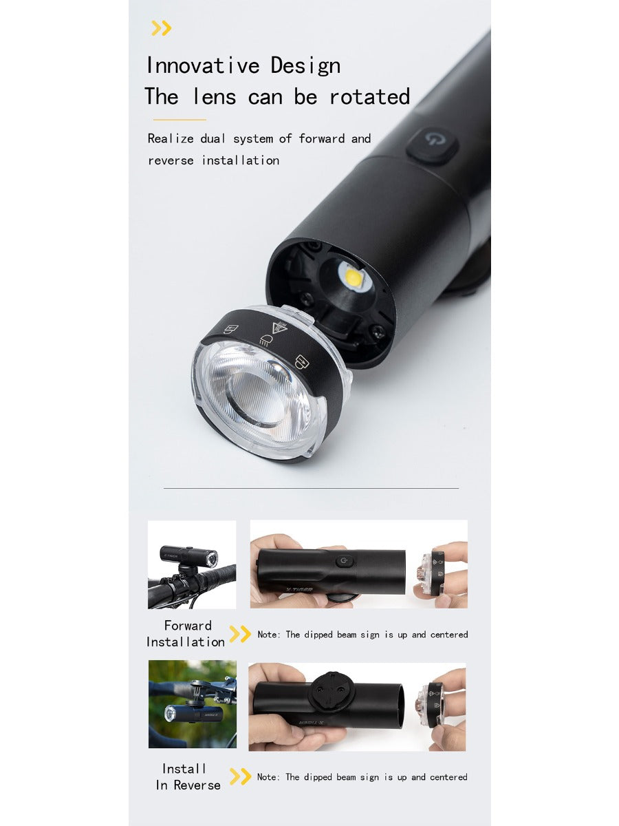 X-TIGER Bicycle Light IP66 Rainproof Bike Flashlight Type-C Rechargeable MTB Road Bike Front Lamp