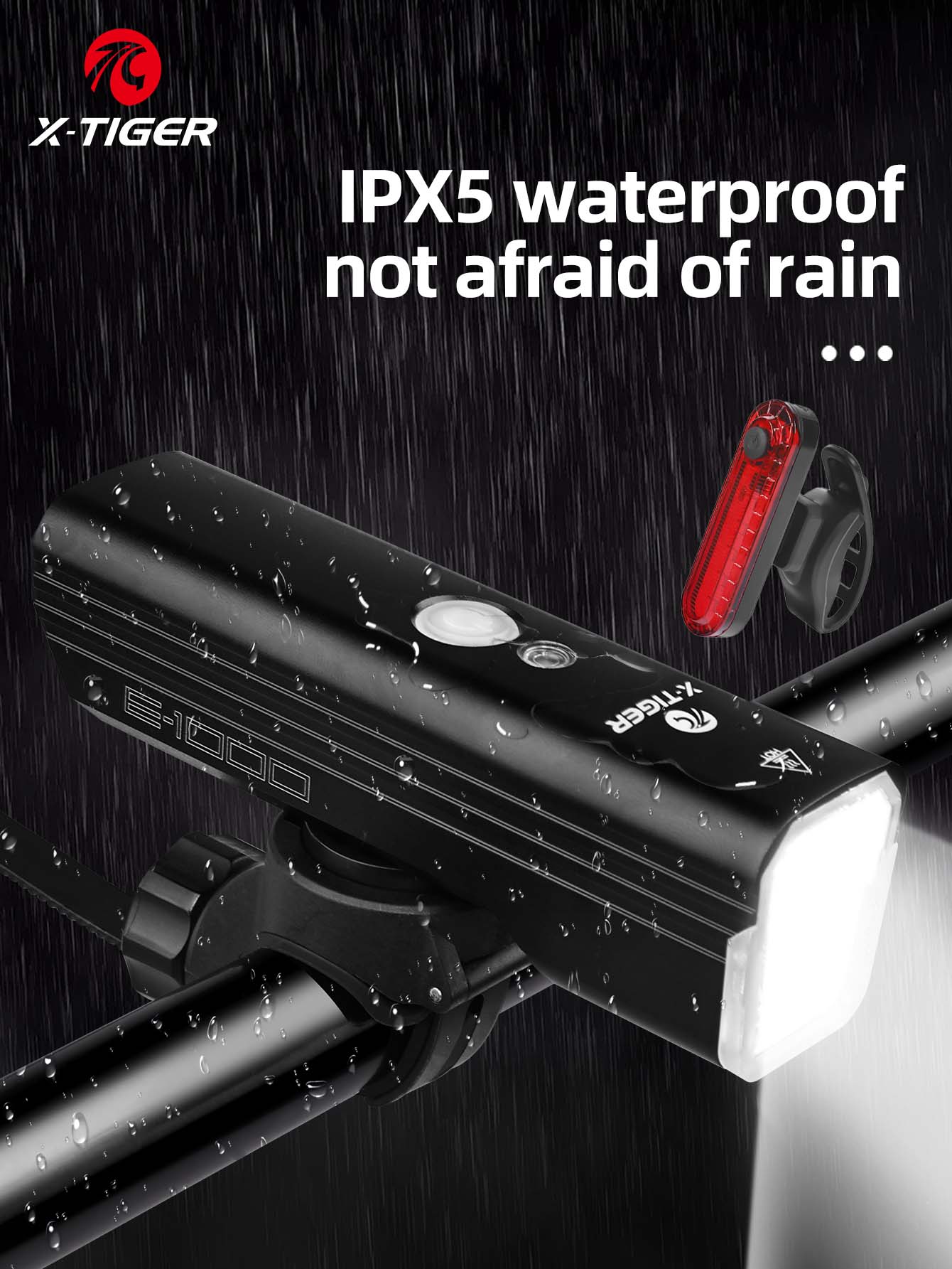 X-TIGER Bicycle Lights IPX5 Waterproof Aluminum Alloy 1000LM Bicycle Front Light Compact Portable Flashlight