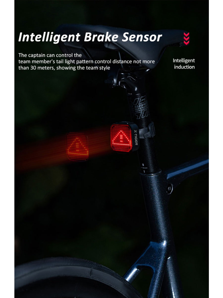X-TIGER Cycling Tail Light IP66 Waterproof MTB Road Bicycle Light Smart Brake Sensor APP Build Mode Smart Expression Taillight