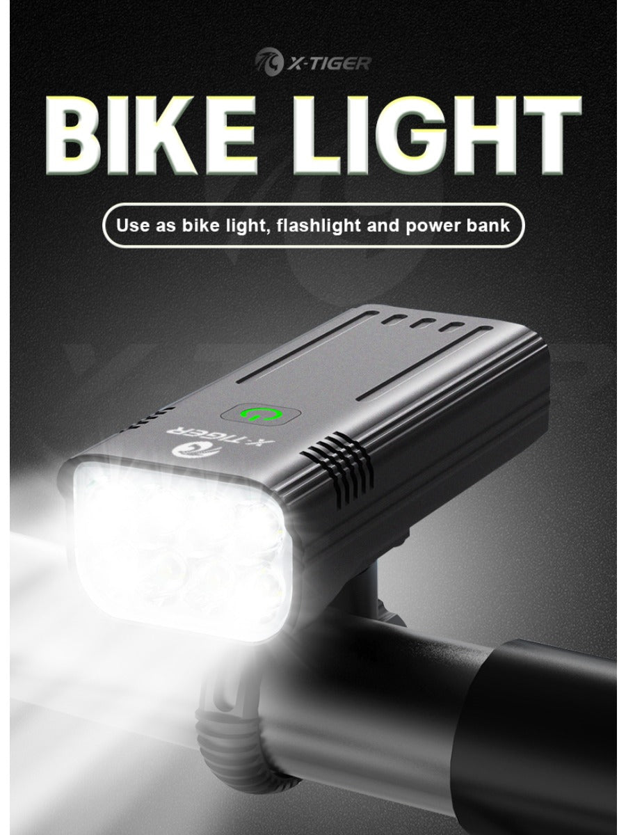 X-TIGER Bike Light Set Powerful USB Rechargeable Bright 10000mAh Bicycle Front Lights IPX5 Waterproof Front Lamp