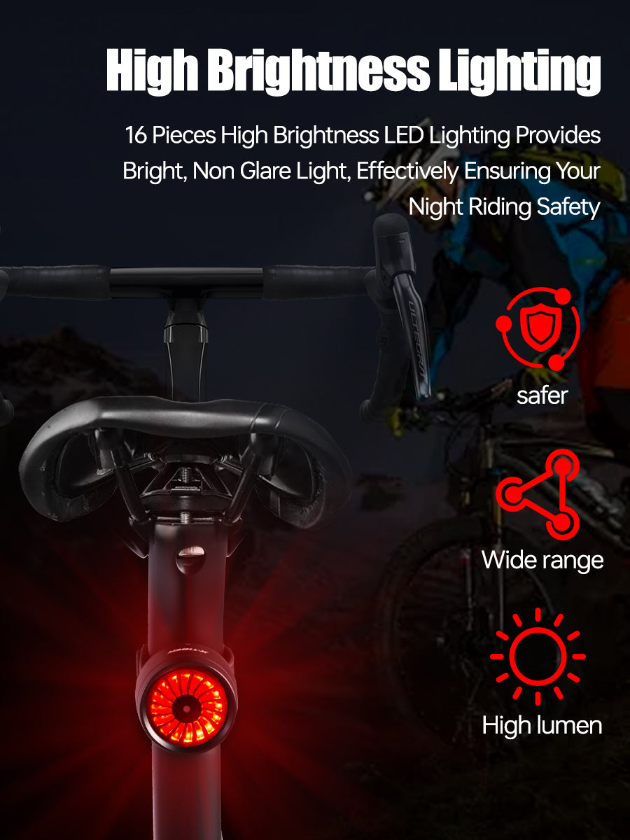 X-TIGER Bike Rear Light High Brightness Smart Brake Sensing Light