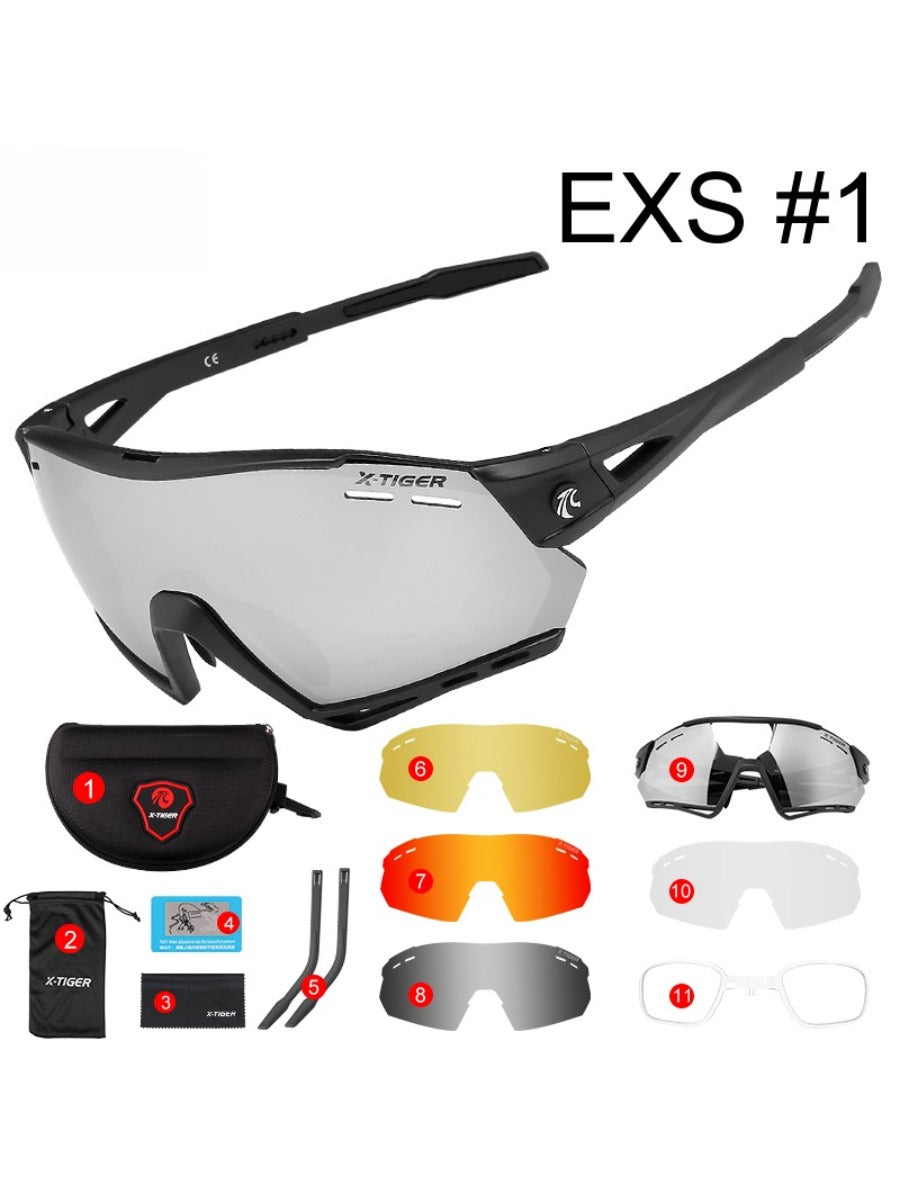 X-TIGER Photochromic Cycling Sunglasses 5 Lens UV400 Mountain Bike Glasses Men Outdoor Sports Cycling Goggles With Myopia Frame