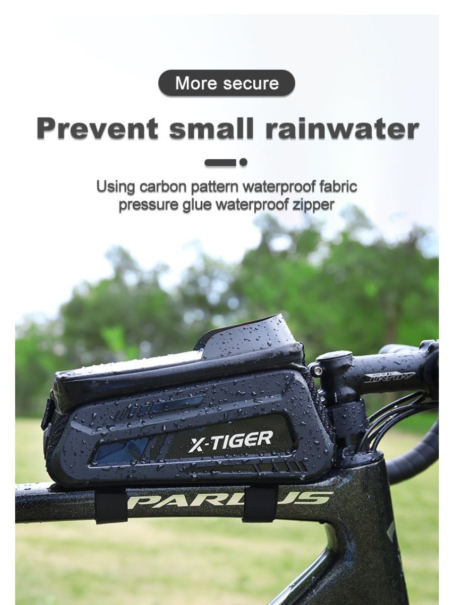 X-TIGER Bicycle Top Tube Bag Bike Phone Front Frame Bag TPU Screen Waterproof Bag for Cell Phone Under 6.7" iPhone 13,14,15 Pro