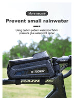 X-TIGER Bicycle Top Tube Bag Bike Phone Front Frame Bag TPU Screen Waterproof Bag for Cell Phone Under 6.7" iPhone 13,14,15 Pro