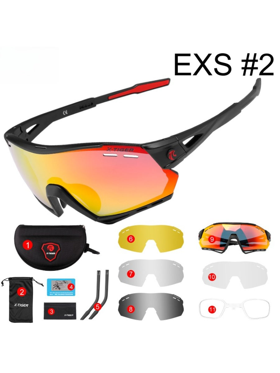 X-TIGER Photochromic Cycling Sunglasses 5 Lens UV400 Mountain Bike Glasses Men Outdoor Sports Cycling Goggles With Myopia Frame