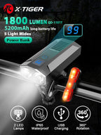 X-TIGER Bike Front Light Set Waterproof MTB Bicycle Lamp 5200mAh USB Rechargeable LED Bike Accessory Headlight Tail Light Set