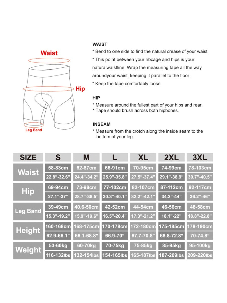 X-TIGER Men’s High-Waist Cycling Underwear with Anti-Slip Leg Grips