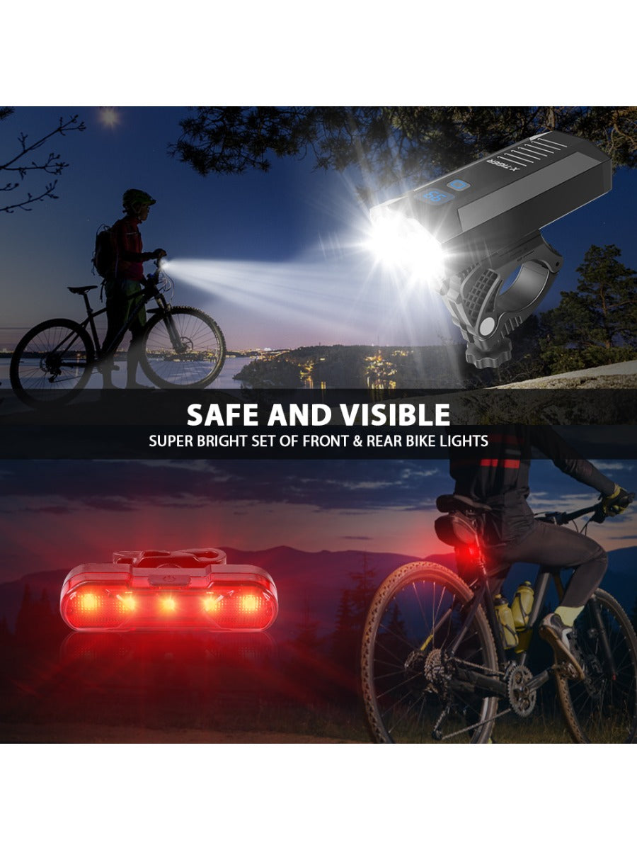 X-TIGER Bike Front Light Set Waterproof MTB Bicycle Lamp 5200mAh USB Rechargeable LED Bike Accessory Headlight Tail Light Set