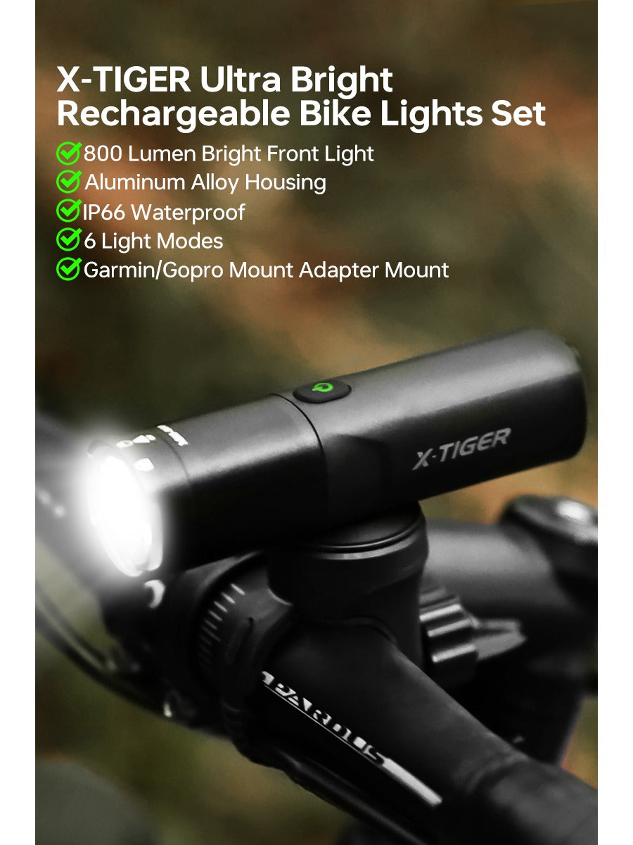 X-TIGER Bicycle Night Riding Lights Mountain Bike Road Bike Strong Light Headlight Brake Tail Light Combo Set Cycling Equipment