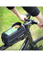 X-TIGER Bicycle Top Tube Bag Bike Phone Front Frame Bag TPU Screen Waterproof Bag for Cell Phone Under 6.7" iPhone 13,14,15 Pro