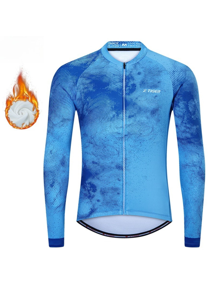 X-TIGER Men’s Pro Fleece Lycra Long Sleeve Cycling Jersey