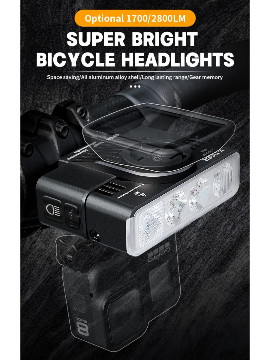 X-TIGER Bike Lights 2800LM IPX6 Waterproof Bike Headlight Night Riding Compatible with Garmin/GoPro Mount Bicycle Front Light