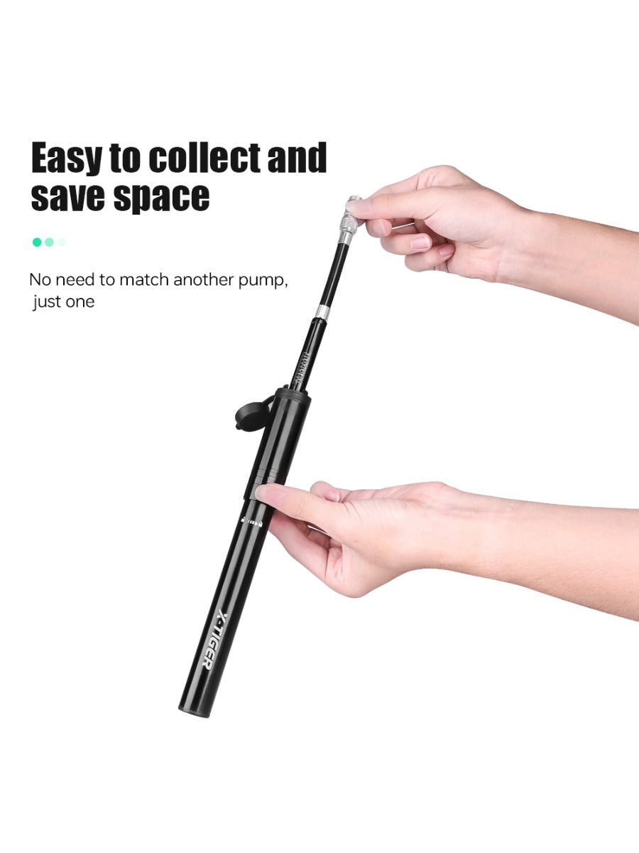 X-TIGER Multi-Functional Bike Inflator 120PSI Hand Pump with Gauge for AV/FV Valve & Sports Balls