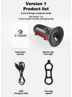 X-TIGER Waterproof Electronic Bike Horn High Decibel Warning Bell 6 Hours Battery