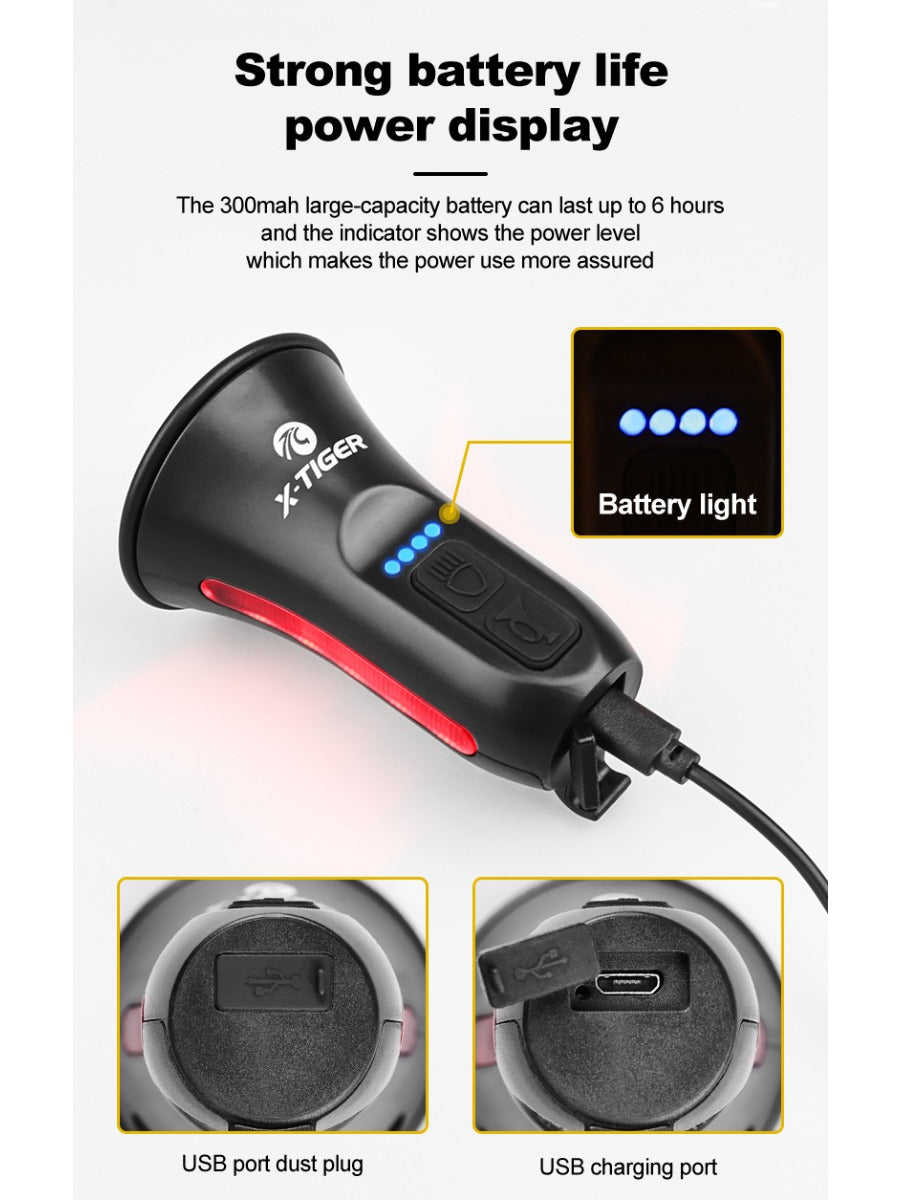X-TIGER Waterproof Electronic Bike Horn High Decibel Warning Bell 6 Hours Battery