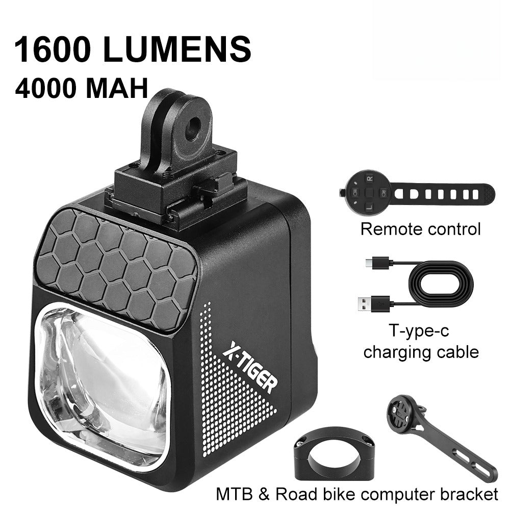 X-TIGER 1600 LM Bicycle Light High Low Beam Night Riding Headlight GoPro Hanging Wireless Remote Control MTB Road Bicycle Lights
