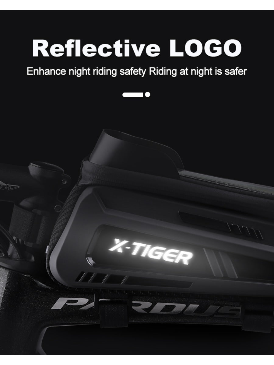 X-TIGER Bicycle Top Tube Bag Bike Phone Front Frame Bag TPU Screen Waterproof Bag for Cell Phone Under 6.7" iPhone 13,14,15 Pro