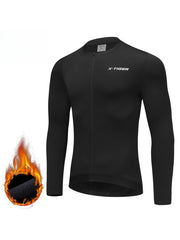 X-TIGER Men’s Innovation Fleece Lycra Long Sleeve Cycling Jersey