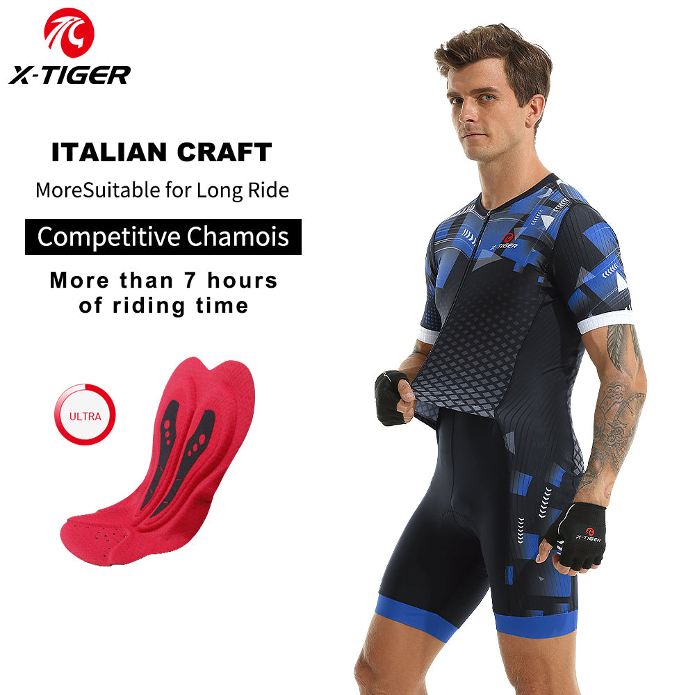 Men Triathlon Short Sleeve Cycling Jumpsuit - X-Tiger