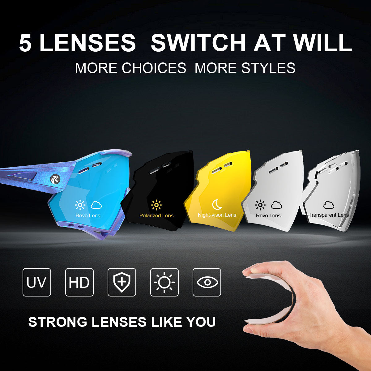 EXS 3 Lens Polarized Cycling Glasses - X-Tiger