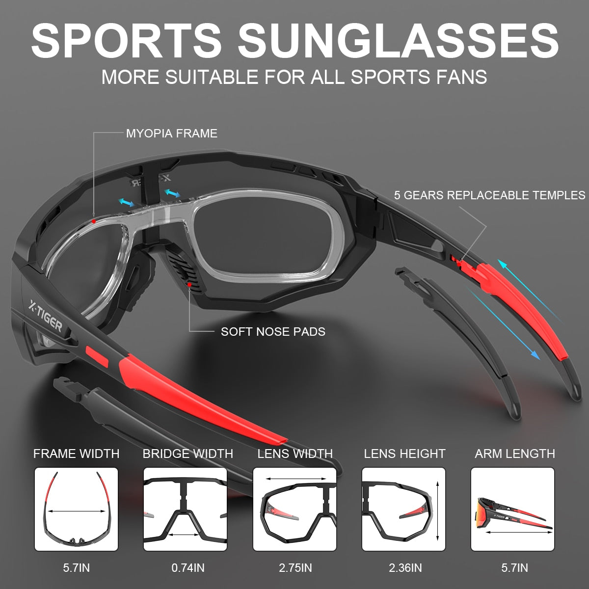 JPC UV400 Cycling Glasses 3 Lens - X-Tiger