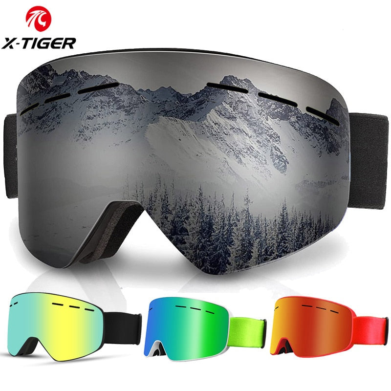 UV400 Anti-Fog Big Ski Mask Glasses - X-Tiger