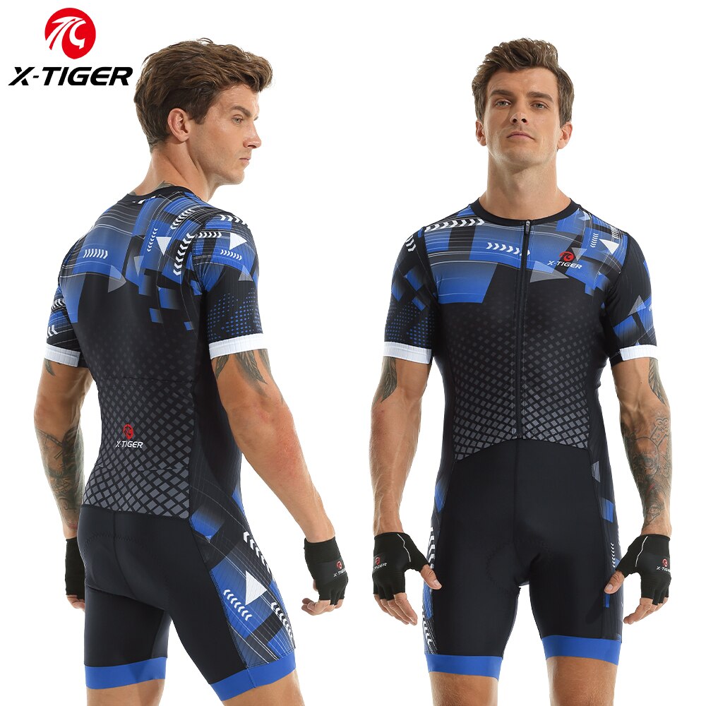 Men Triathlon Short Sleeve Cycling Jumpsuit - X-Tiger