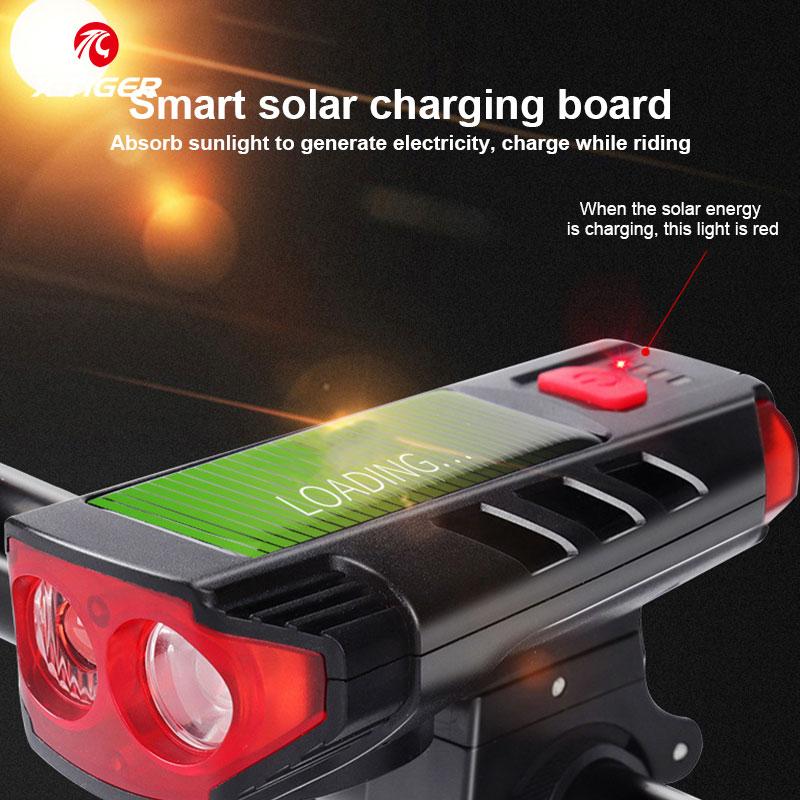 Solar Rechargeable LED Bicycle Front Light - X-Tiger