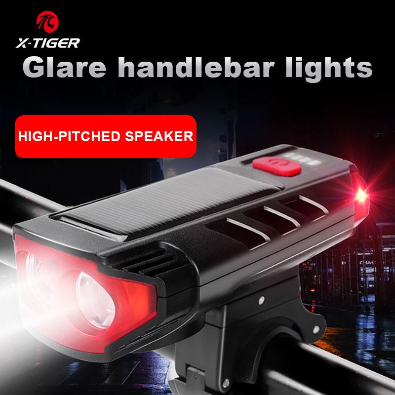 Solar Rechargeable LED Bicycle Front Light - X-Tiger